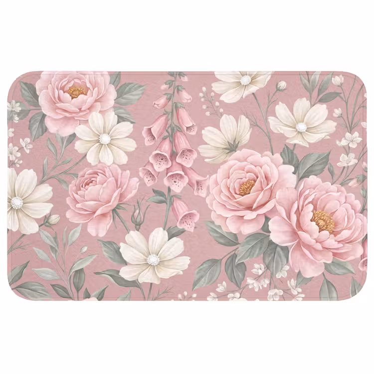 Badmat - Pioenrozen - Vingerhoedskruid - Pink — 1
