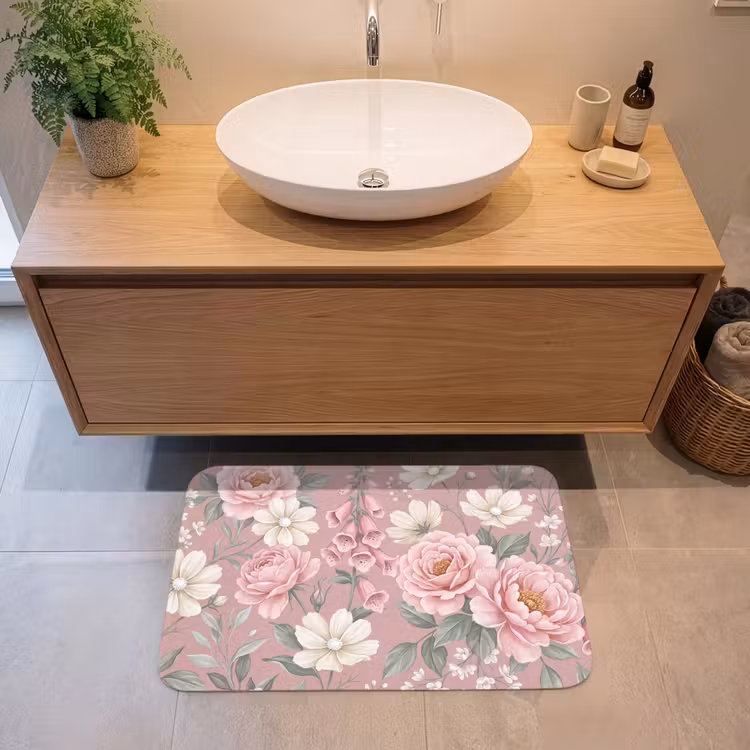 Badmat - Pioenrozen - Vingerhoedskruid - Pink — 2