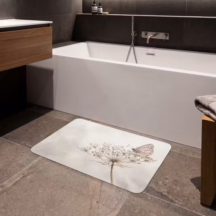 Badmat - Vlinder - Bloem -Natuur - Beige — 4