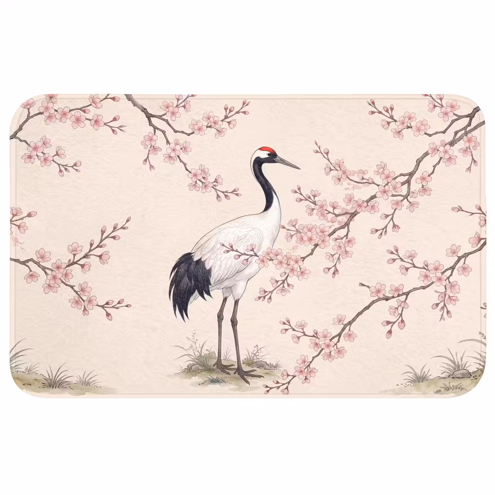 Badmat - Aziatisch - Kraanvogel - Beige — 1