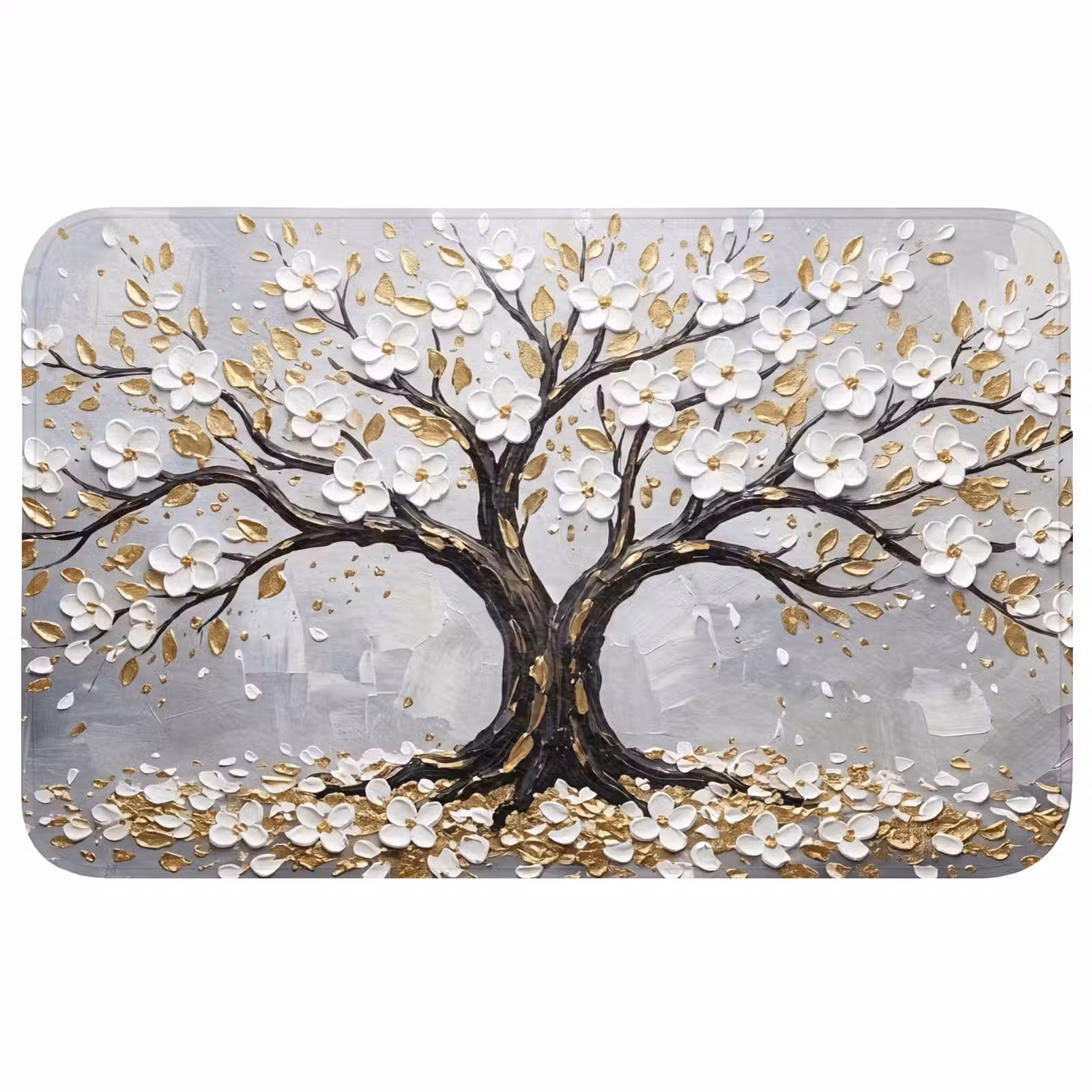 Badmat - Boom - Bloemen - Natuur - Abstract - Wit — 1