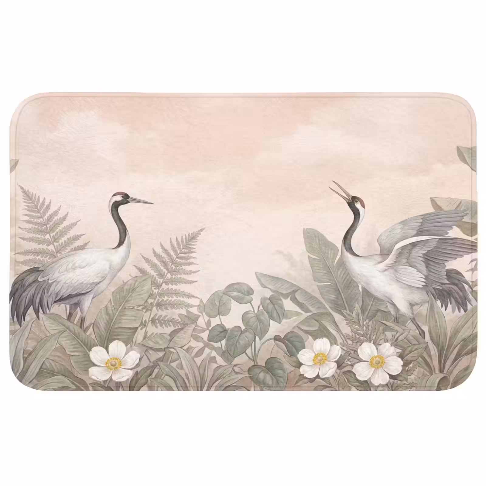 Badmat - Kraanvogels - Natuur - Roze — 1