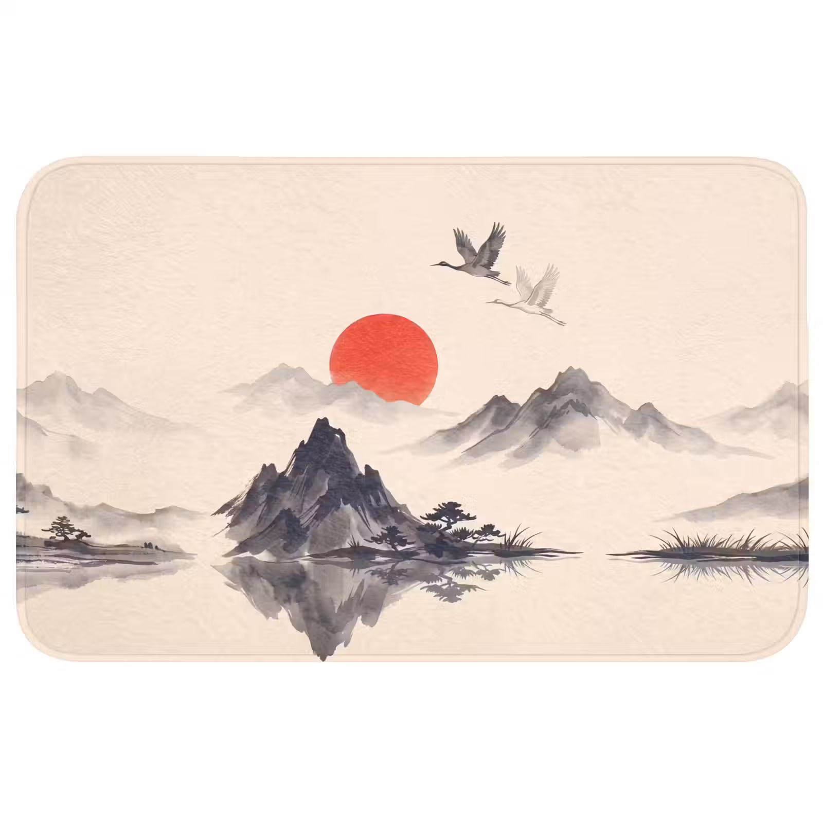 Badmat - Oosters - Kraanvogels - Landschap — 1