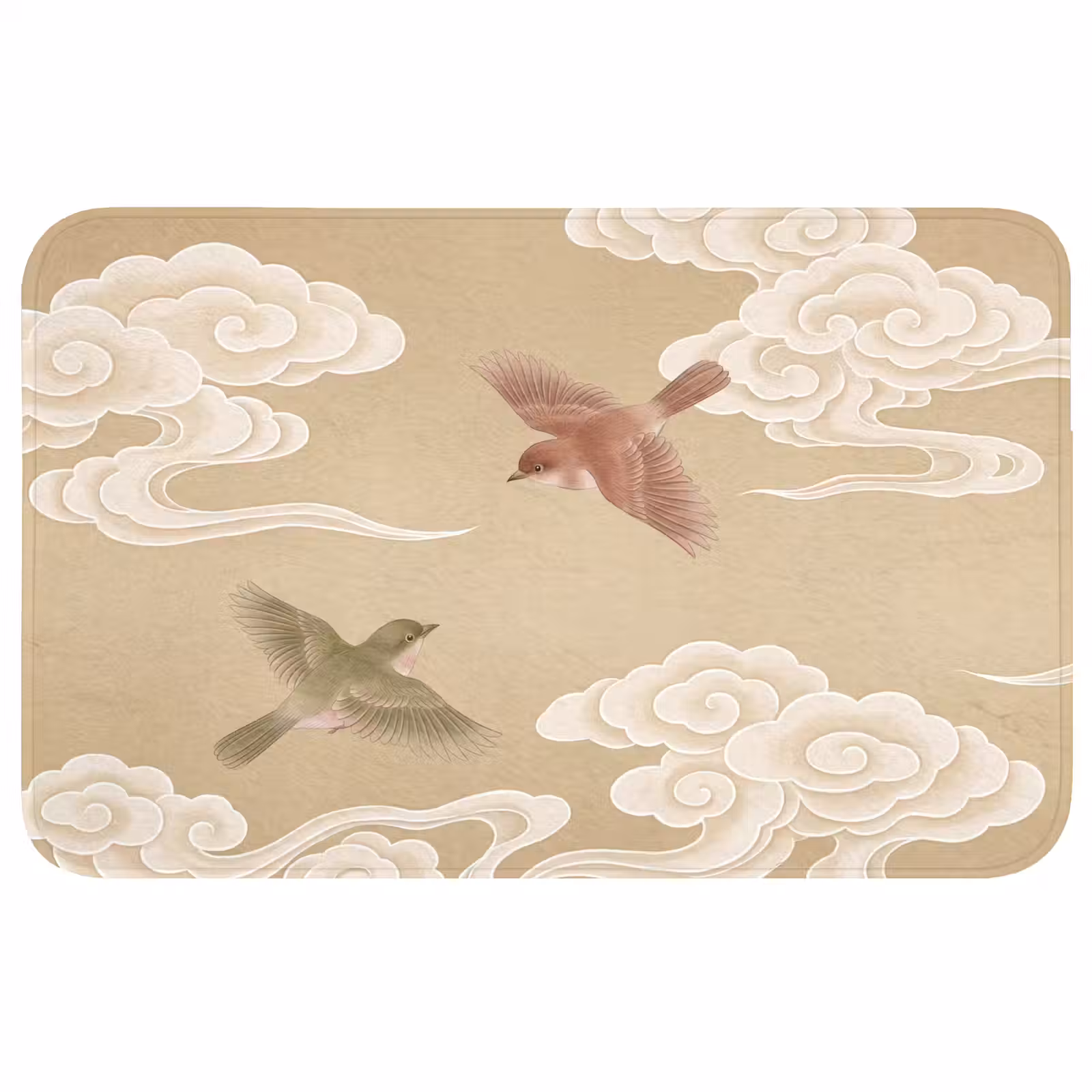 Badmat - Vogels - Vliegen - Beige — 1
