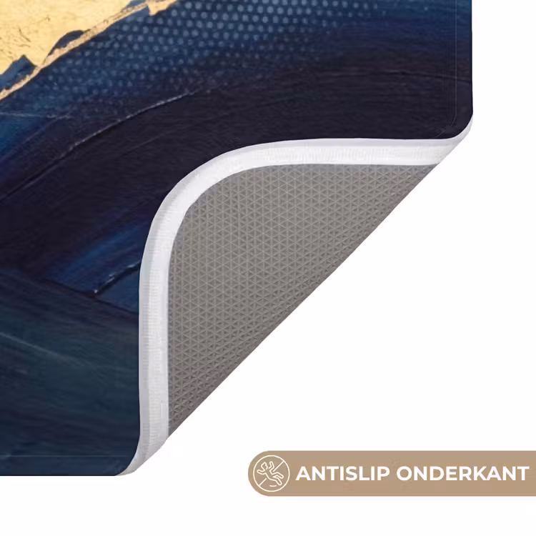 Badmat - Abstract - Acryl - Blauw - Goud - Elegant — 3