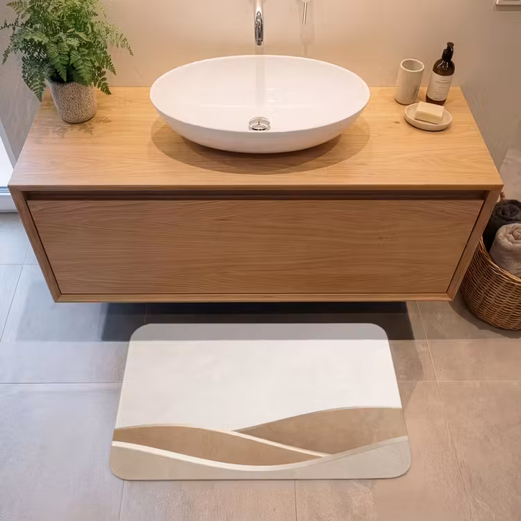 Badmat - Abstract - Golven - Modern - Beige — 2