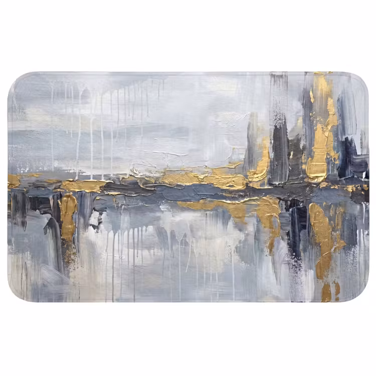 Badmat - Abstract - Structuur - Goud - Grijs - Modern — 1