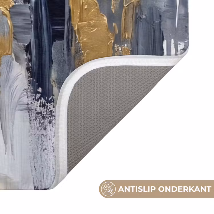 Badmat - Abstract - Structuur - Goud - Grijs - Modern — 3