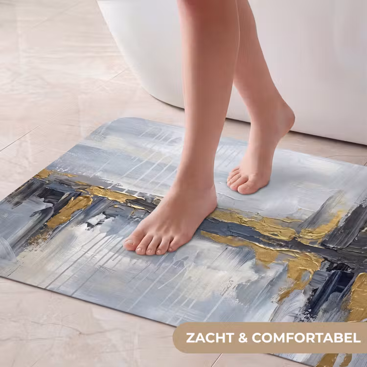 Badmat - Abstract - Structuur - Goud - Grijs - Modern — 5