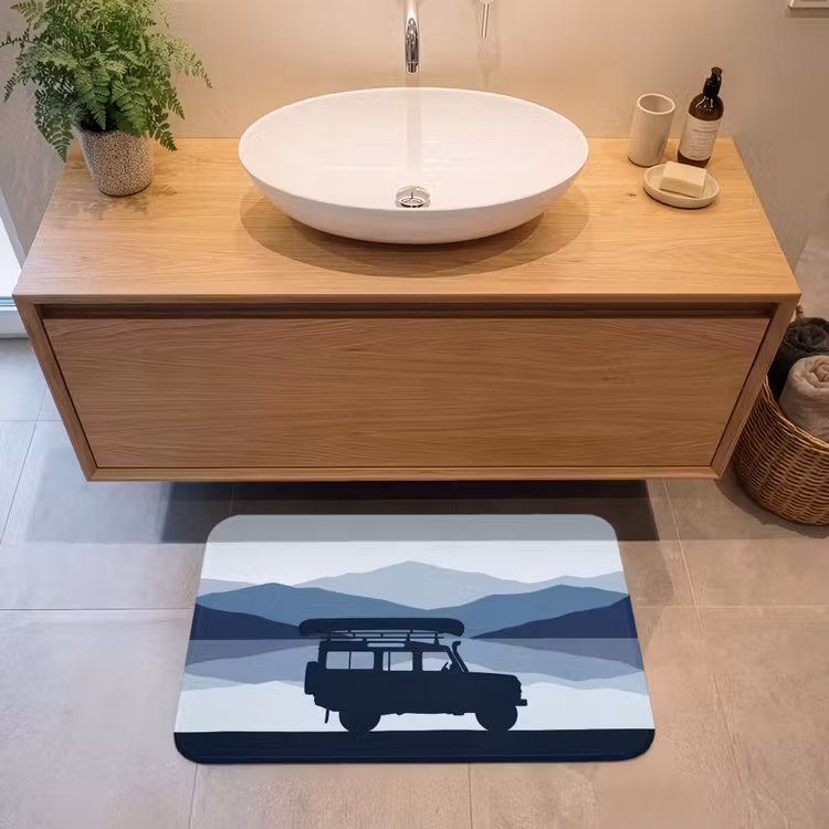 Badmat - Auto - Meer - Bergen - Blauw — 2