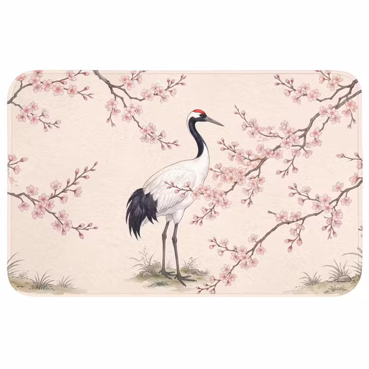 Badmat - Aziatisch - Kraanvogel - Beige — 1