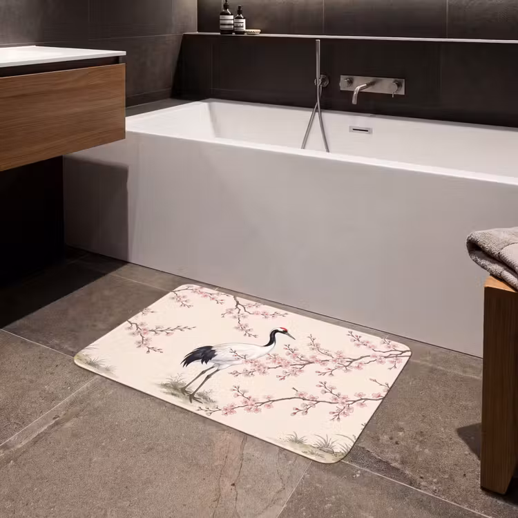 Badmat - Aziatisch - Kraanvogel - Beige — 4