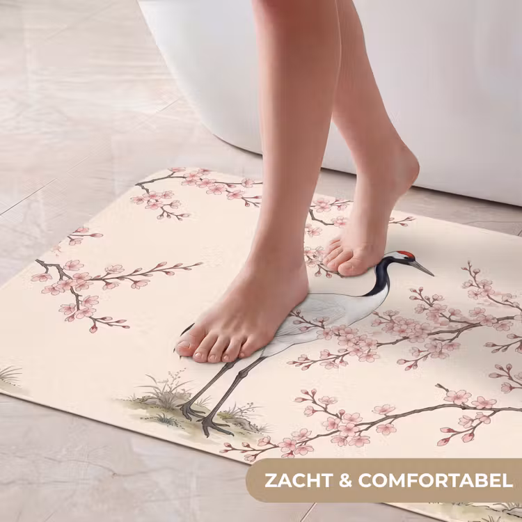 Badmat - Aziatisch - Kraanvogel - Beige — 5