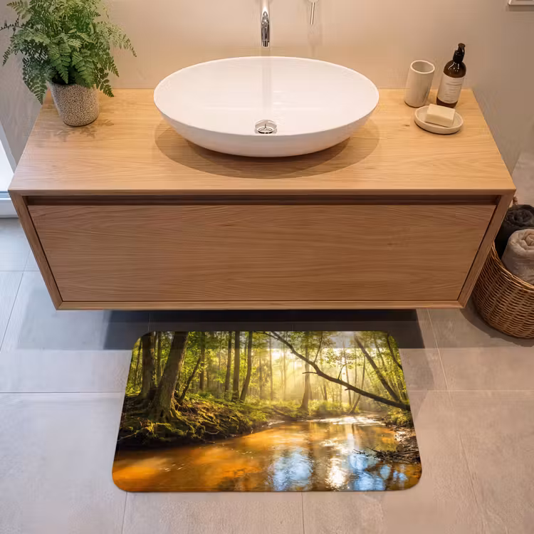 Badmat - Bos - Beek - Zonlicht - Natuur - Groen — 2