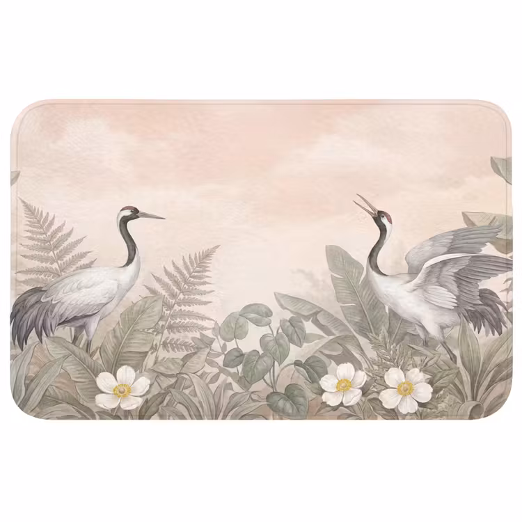Badmat - Kraanvogels - Natuur - Roze — 1