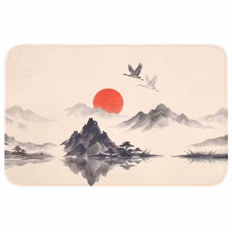 Badmat - Oosters - Kraanvogels - Landschap — 1