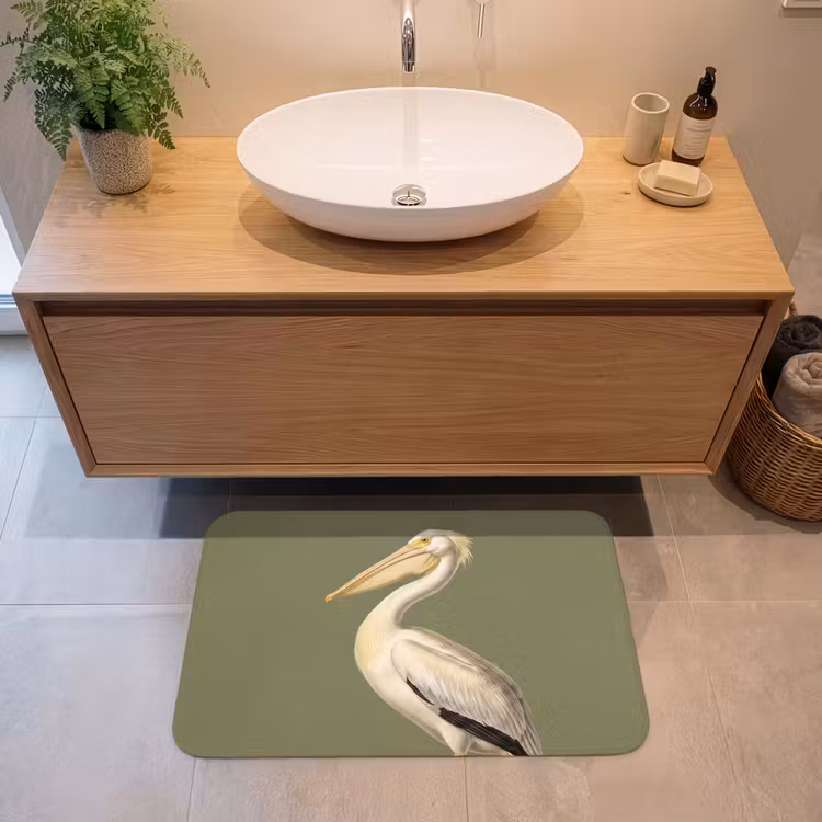 Badmat - Pelikaan - Wit - Vogel - Klassiek - Natuur — 2