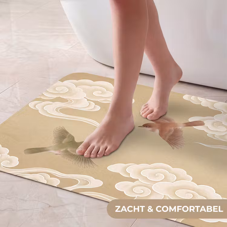 Badmat - Vogels - Vliegen - Beige — 5