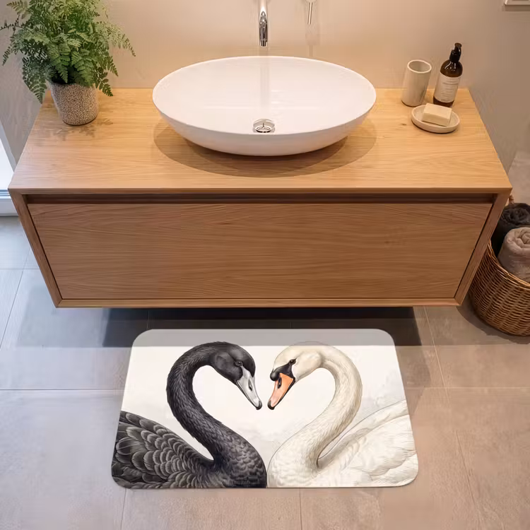 Badmat - Zwanen - Hartvorm - Dieren — 2