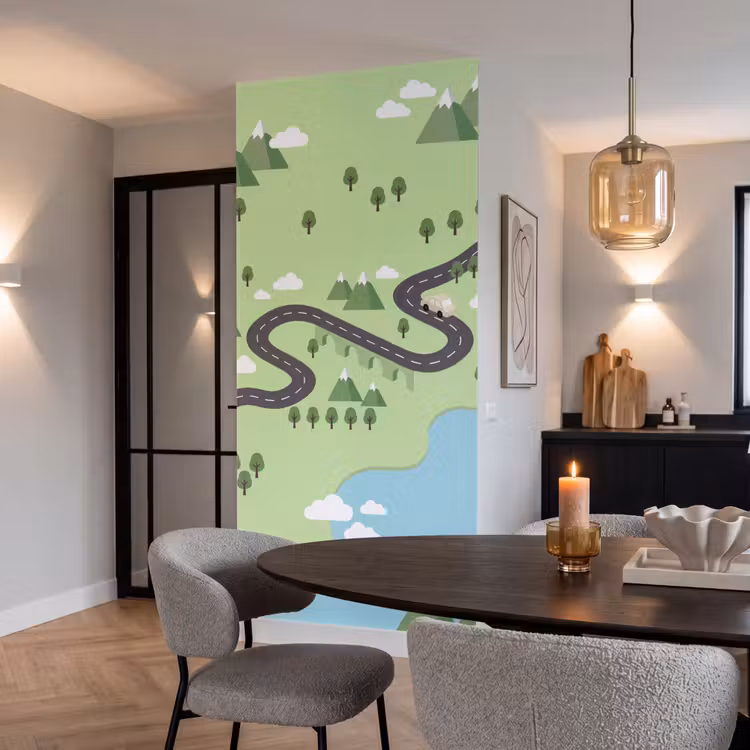 Behang - Auto - Bergweg - Natuur - Illustratie — 5