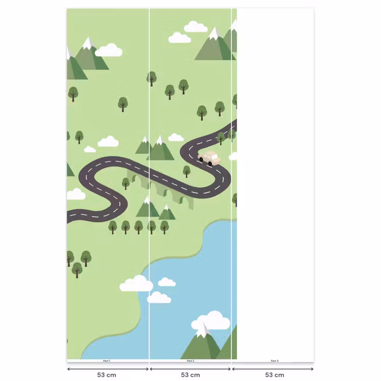 Behang - Auto - Bergweg - Natuur - Illustratie — 6