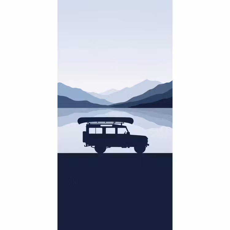 Behang - Auto - Meer - Bergen - Blauw — 2