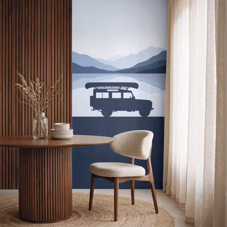 Behang - Auto - Meer - Bergen - Blauw — 4