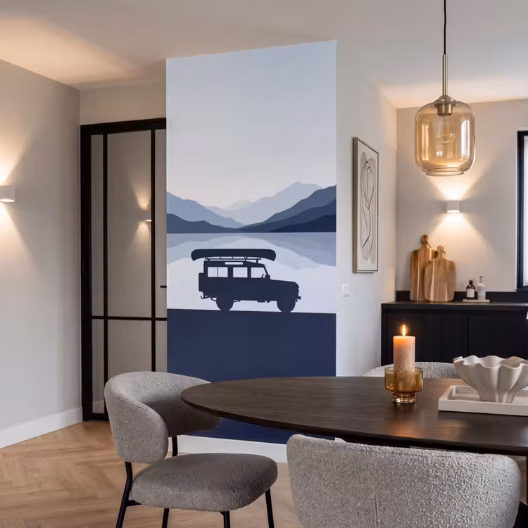 Behang - Auto - Meer - Bergen - Blauw — 5