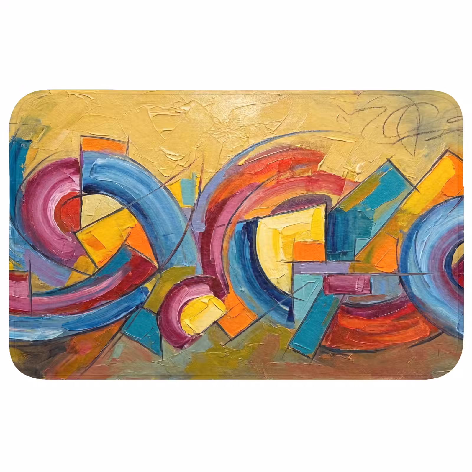 Badmat - Abstract - Cirkels - Schilderij - Kleurrijk - Dynamisch — 1