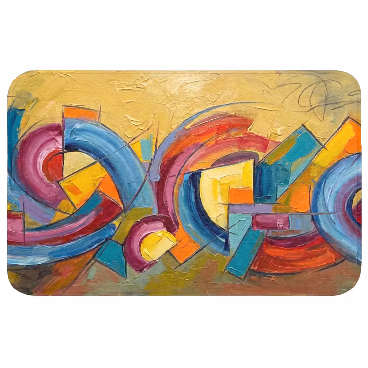 Badmat - Abstract - Cirkels - Schilderij - Kleurrijk - Dynamisch — 1