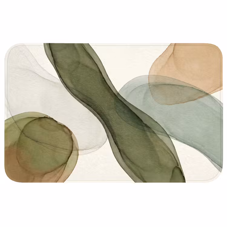 Badmat - Abstract - Vormen - Modern - Kunst - Groen - Bruin — 1