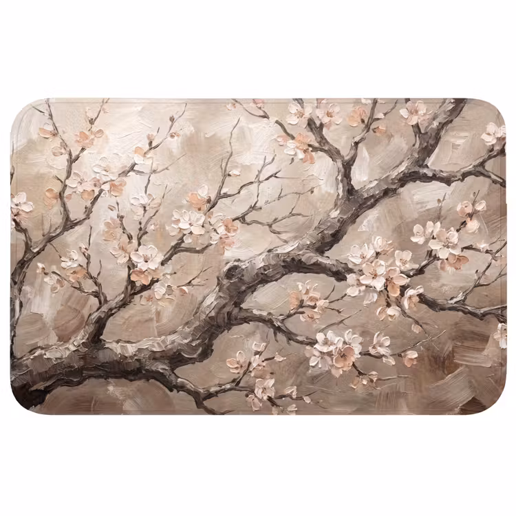 Badmat - Bloesem - Takken - Schilderij - Beige - Serene — 1