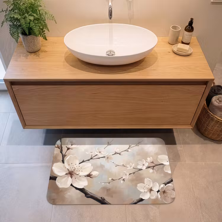 Badmat - Bloesem - Takken - Schilderij - Beige - Serene — 2