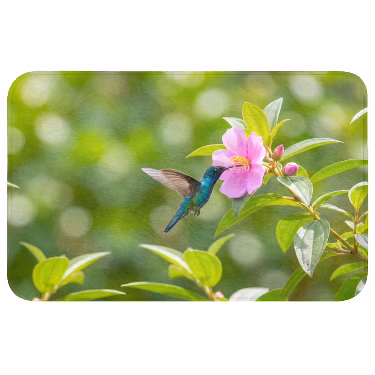 Badmat - Kolibrie - Bloem - Natuur - Groen — 1