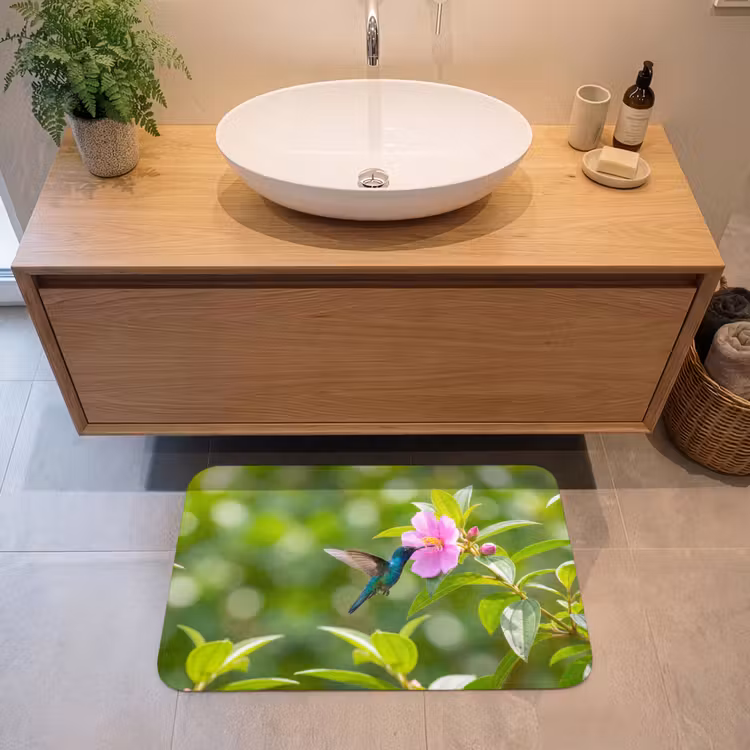 Badmat - Kolibrie - Bloem - Natuur - Groen — 2