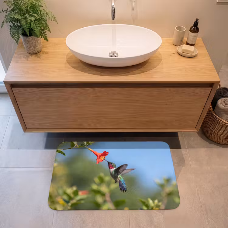 Badmat - Kolibrie - Bloem - Natuur - Groen — 2