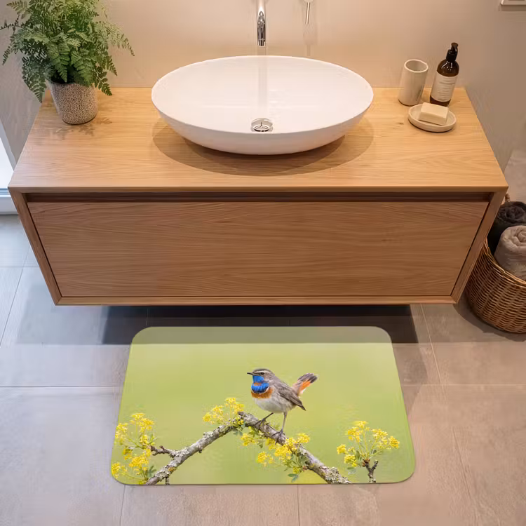Badmat - Vogel - Tak - Natuur - Kleurrijk — 2