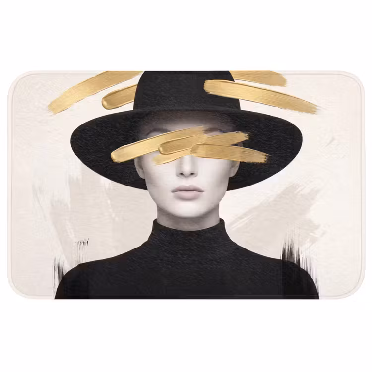 Badmat - Vrouw - Portret - Modern - Goud - Kunst — 1