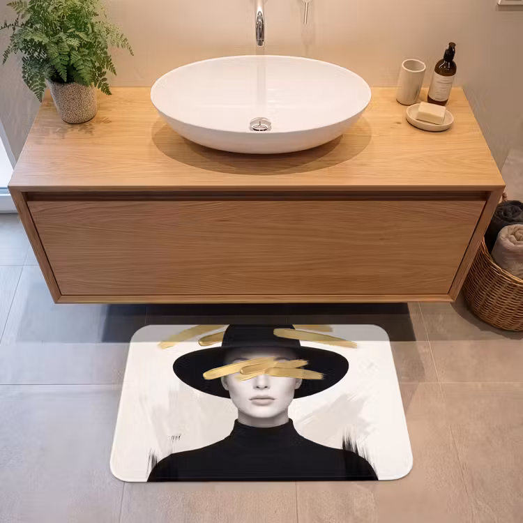 Badmat - Vrouw - Portret - Modern - Goud - Kunst — 2