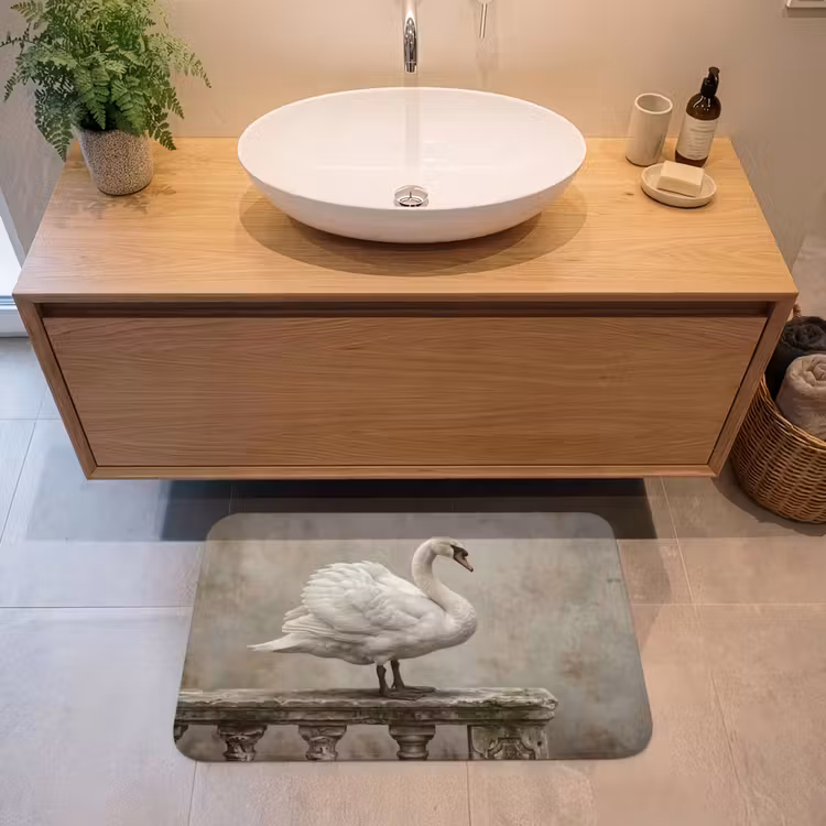 Badmat - Zwaan - Elegant - Dieren - Wit — 2