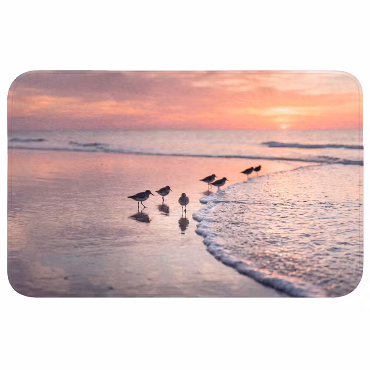 Badmat - Meeuwen - Strand - Zee - Roze — 1