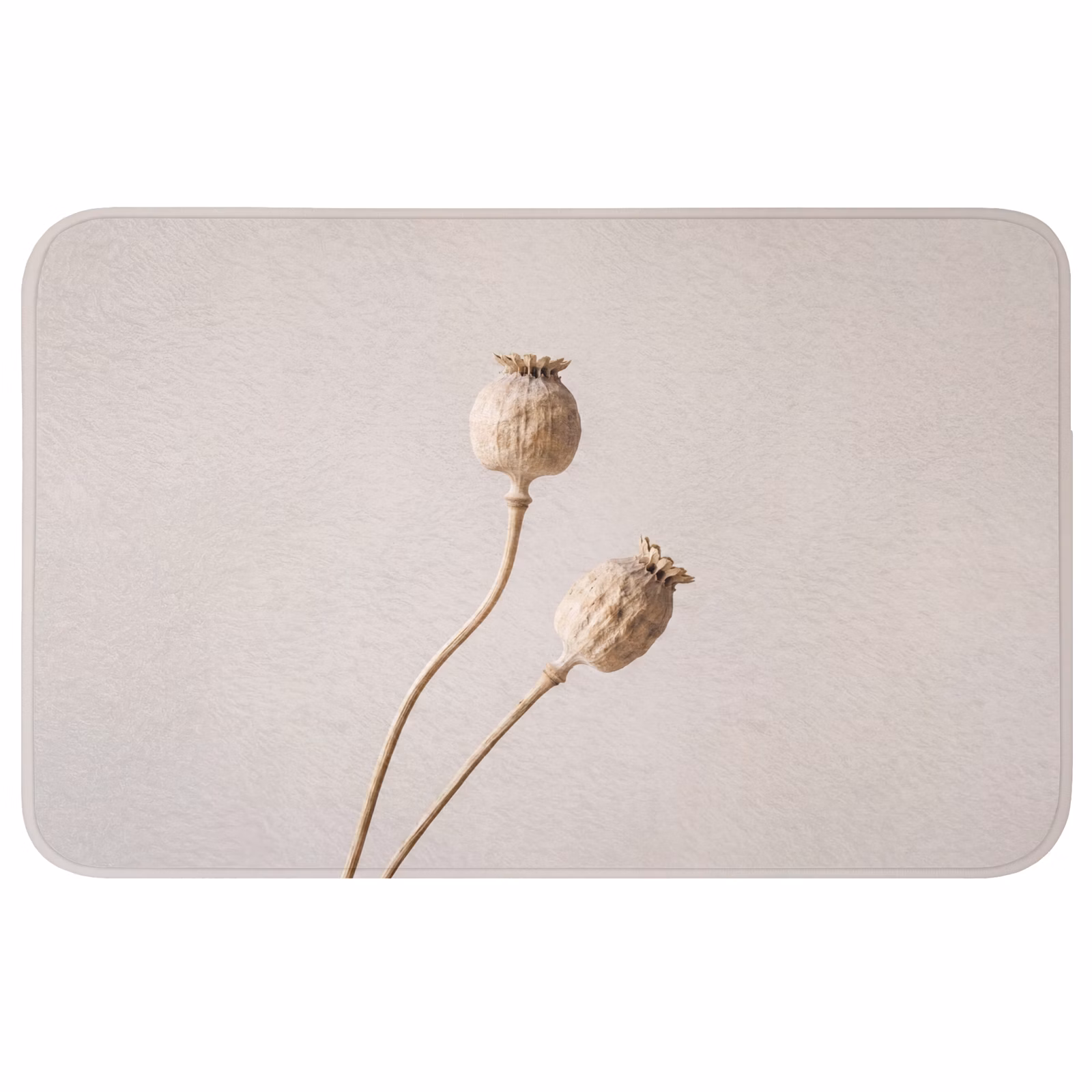 Badmat - Papaverbollen - Droogbloemen - Minimalistisch - Beige - Rustig — 1