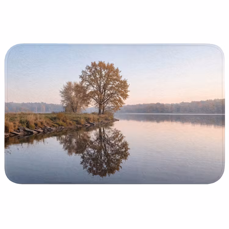 Badmat - Bomen - Reflectie - Water - Zonsopgang - Serene — 1