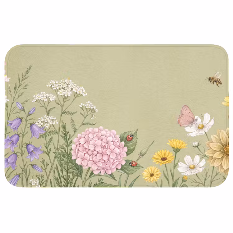 Badmat - Botanisch - Bloemen - Kleurrijk — 1