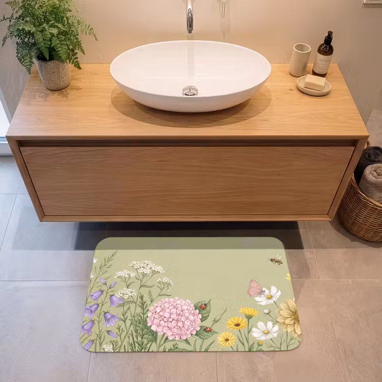 Badmat - Botanisch - Bloemen - Kleurrijk — 2