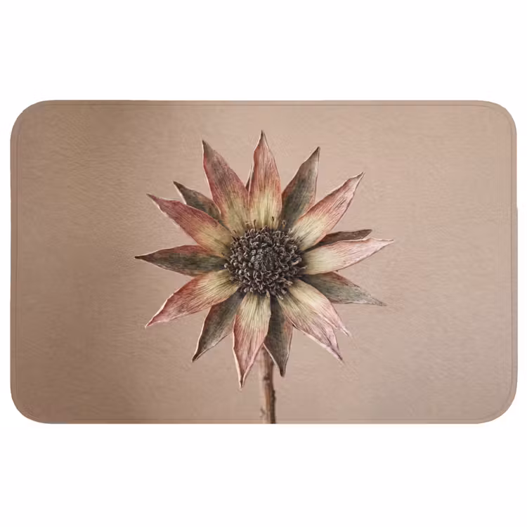 Badmat - Droogbloem - Protea - Vintage - Beige - Rustiek — 1