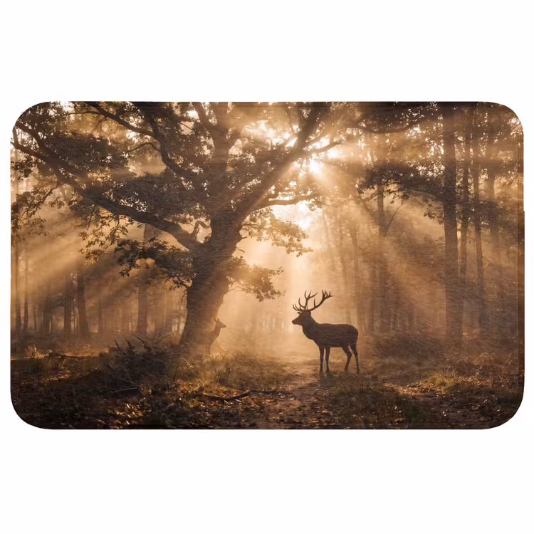 Badmat - Hert - Bos - Mistig - Natuur - Goud — 1