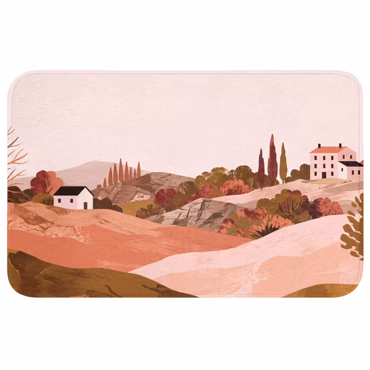 Badmat - Heuvellandschap - Grafisch - Terracotta — 1
