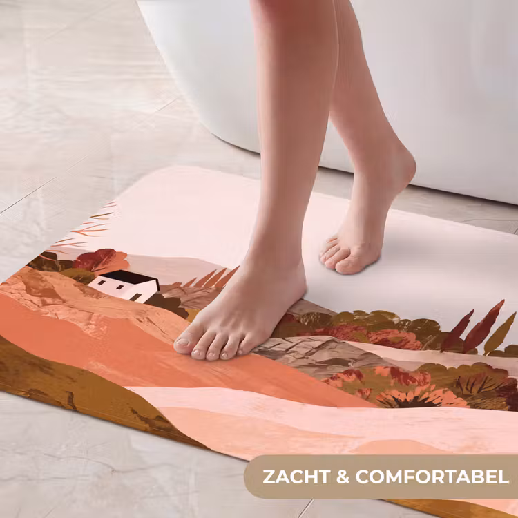 Badmat - Heuvellandschap - Grafisch - Terracotta — 5