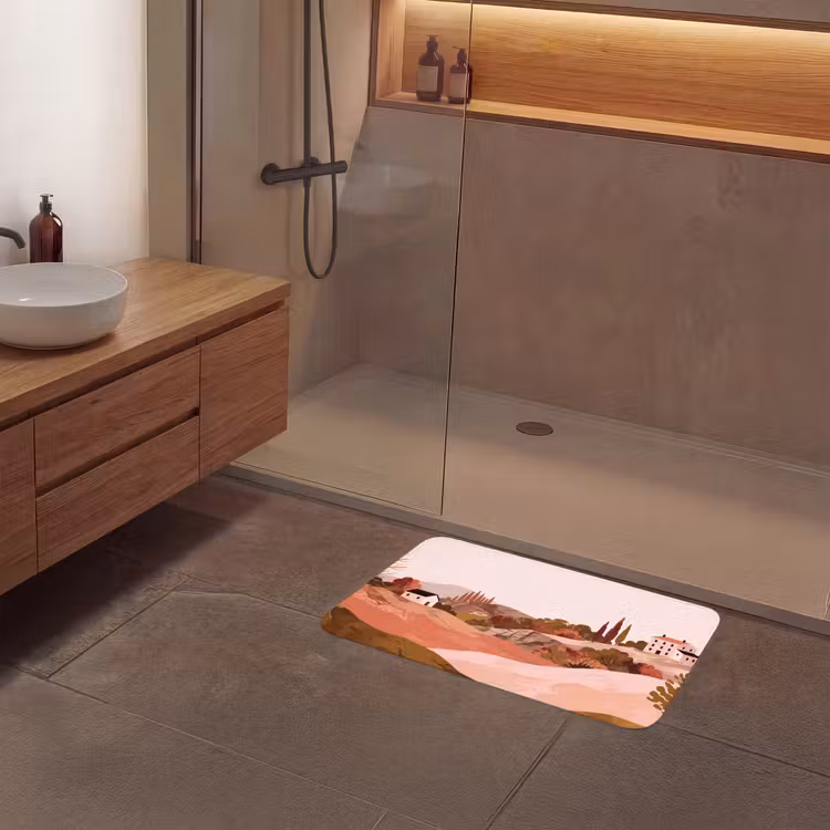 Badmat - Heuvellandschap - Grafisch - Terracotta — 6